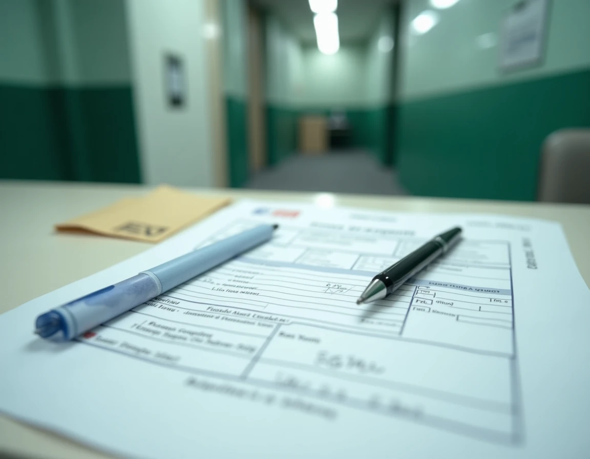 Documents administratifs officiels sur un bureau de service public illustrant les obligations d'état civil