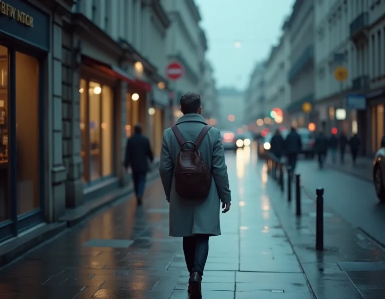 Silhouette d'une personne marchant seule dans une rue urbaine vide, symbolisant le thème de la disparition volontaire