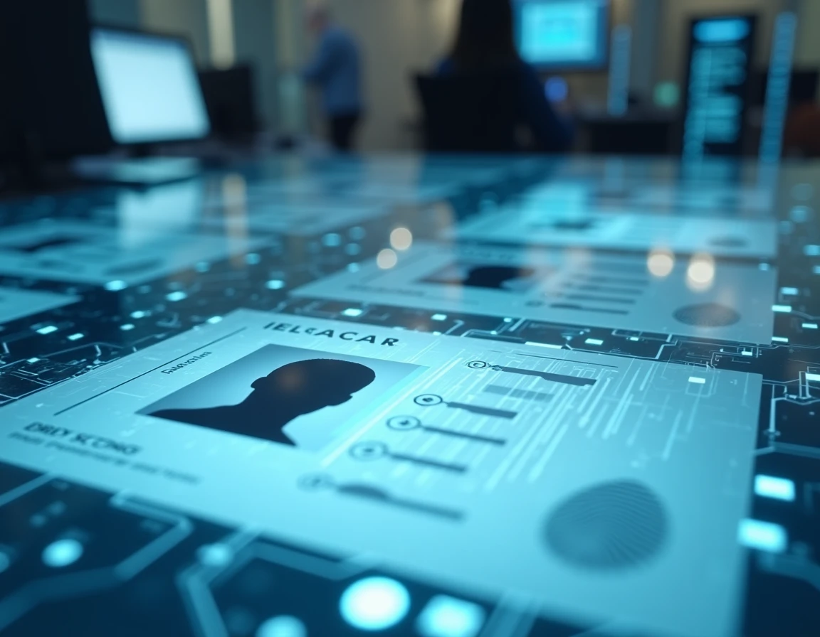 Représentation visuelle de fichiers de police et d'une interconnexion de bases de données numériques