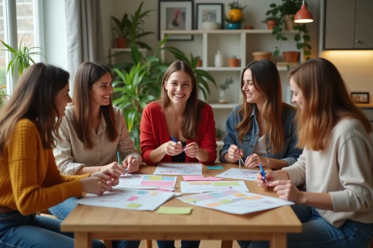 Femmes souriantes préparant des jeux d'anniversaire entre elles