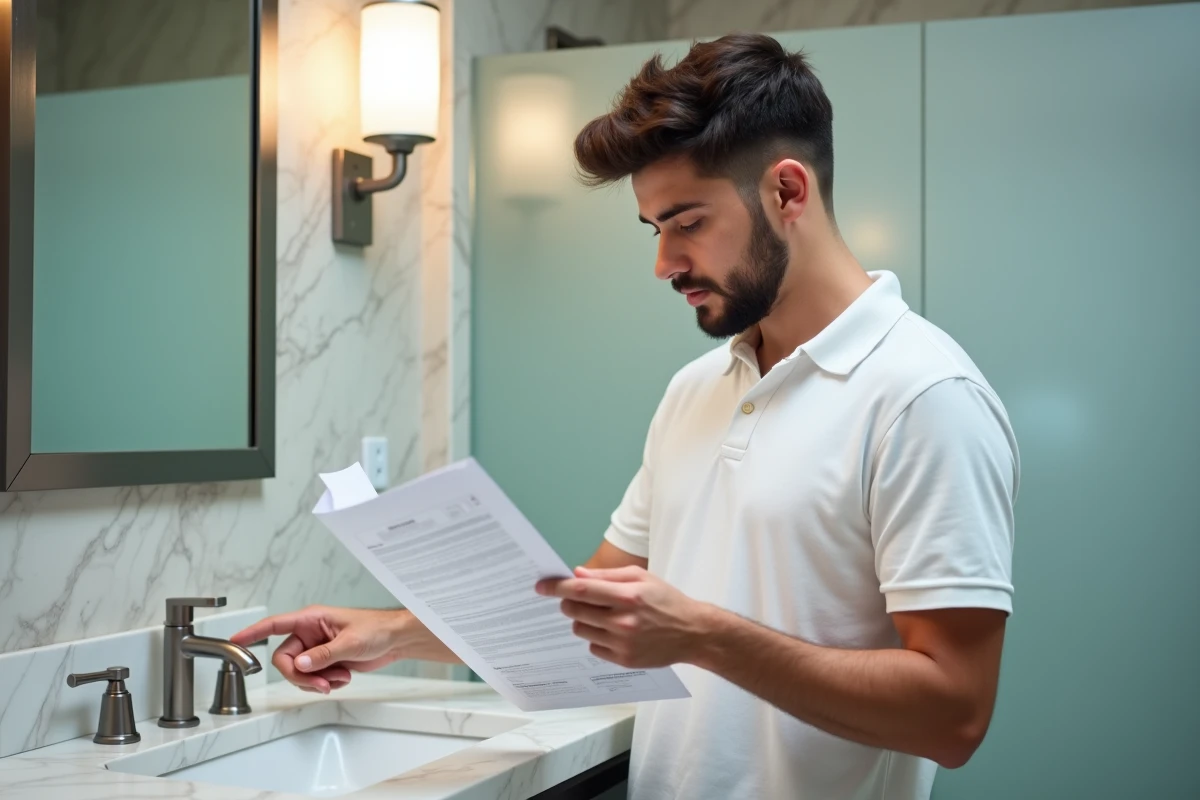 Jeune homme lisant un manuel près d