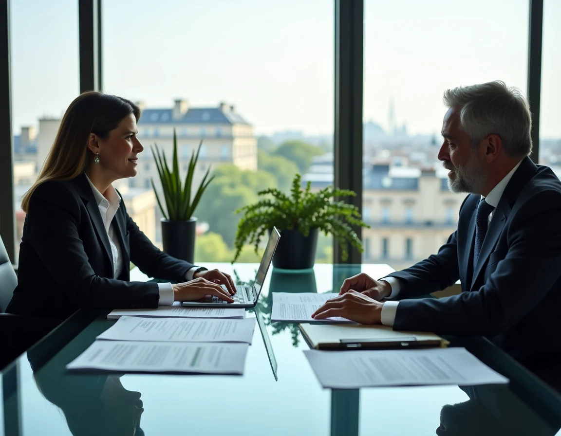 Juristes analysant des documents constitutionnels comparant contrôle abstrait et contrôle concret de constitutionnalité